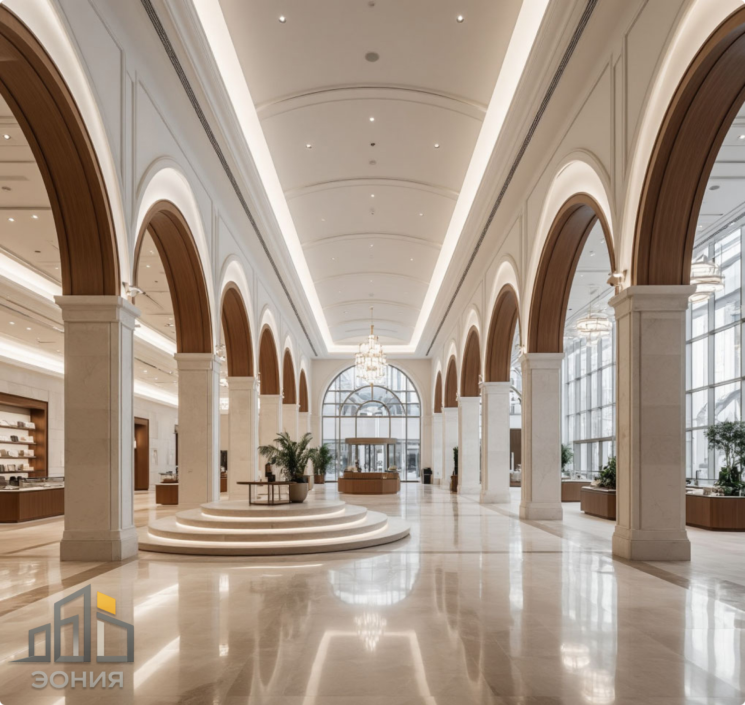 Подиумы, арки, подиумные зоны, пандусы в коммерческих помещениях l ЭОНИЯ